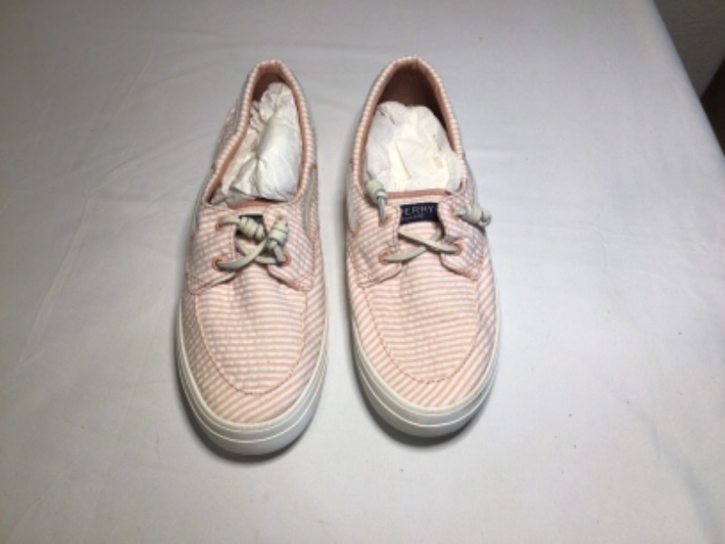 Photo 1 of Women's Shoes by Sperry- Pink and White Stripes-Size Women's 8.5