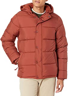 Photo 1 of Amazon Essentials Men's Heavyweight Hooded Puffer Coat-Earth Red- Size Small