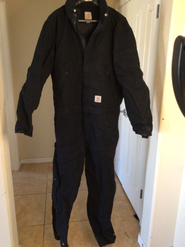 Photo 2 of Carhartt Men's 104396 Washed Duck Insulated Coveralls-Black- Size Large