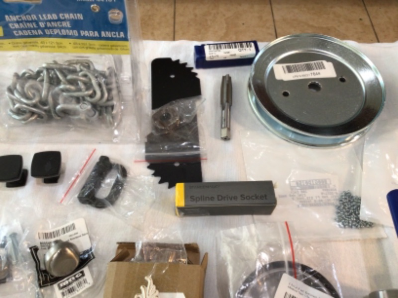 Photo 13 of Bundle of Assorted Hardware Store Items Wall Plates for Electrical Outlets, Wall Switches, Dewalt Rotary Rasp Bit, Mouse Trap, Drill Bits, Drawer Handles, Window Latches, Mailbox Mounting Board, Water Bandit, Door Handle many more items.