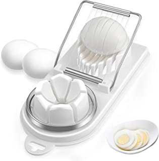 Photo 1 of 3 Pack-Egg Slicer Cutter for Hard Boiled Eggs 2 in 1 Stainless Steel Wire with 2 Slicing Styles for Food Vegetable Fruit Strawberry Mushroom Kiwis Eggs Slicing(White)

