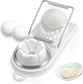 Photo 1 of 3 Pack-Egg Slicer Cutter for Hard Boiled Eggs 2 in 1 Stainless Steel Wire with 2 Slicing Styles for Food Vegetable Fruit Strawberry Mushroom Kiwis Eggs Slicing(White)