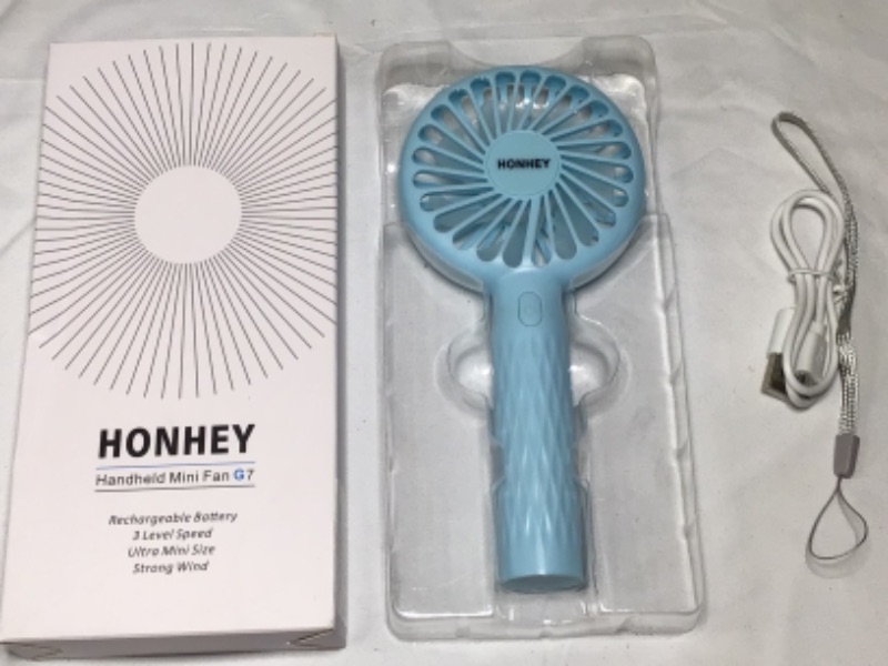 Photo 2 of 2 Pack-HonHey Handheld Fan, Super Mini Personal Fan with Rechargeable Battery Operated and 3 Adjustable Speed, Portable Handheld Fan for Girls Women Kids Outdoor Travelling Home Eyelash Fan(Turquoise)