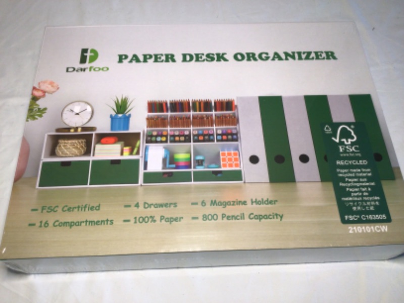 Photo 1 of Desk Organizer by Darfoo. Made of Heavy duty Paper. 16 Compartments, 4 Drawers, 6 Magazine Holder, 800 Pencil Capacity