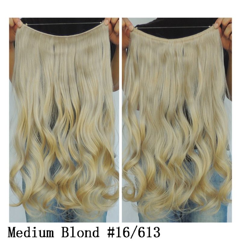 Photo 2 of 3 Pack-Halo Hair Extensions by SY Fashion Hair-20 inch Wavy Blond