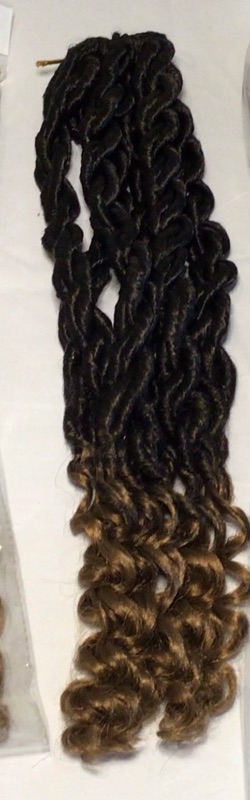 Photo 3 of 6 Packs Curly Faux Locs Crochet Hair, 18 Inch Goddess Locs Crochet Hair Hippie Locs Synthetic Braids, Boho Style, Hair Extensions (18 Inch, 6 Packs, T1B/30)