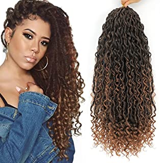 Photo 1 of 6 Packs Curly Faux Locs Crochet Hair, 18 Inch Goddess Locs Crochet Hair Hippie Locs Synthetic Braids, Boho Style, Hair Extensions (18 Inch, 6 Packs, T1B/30)