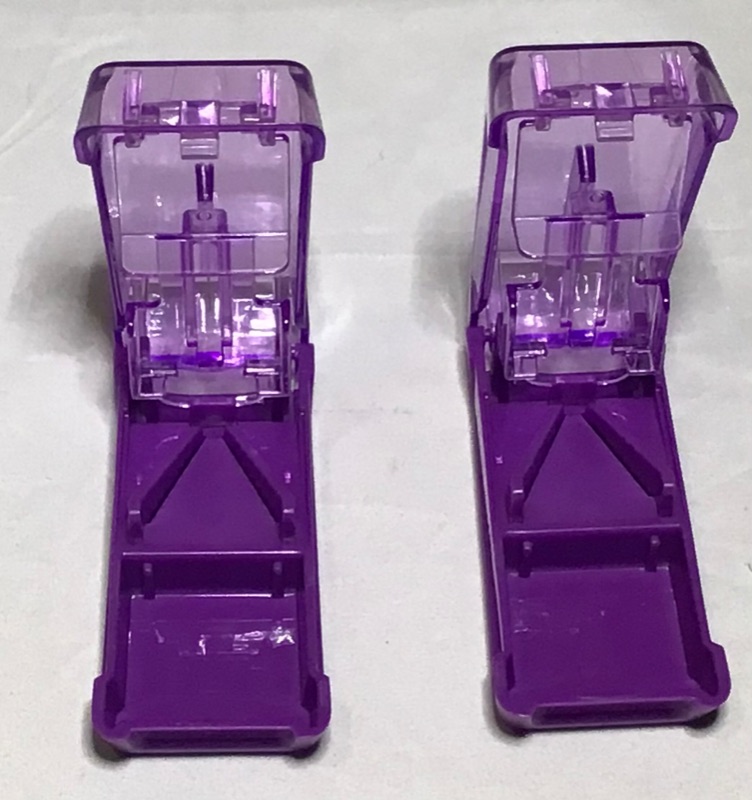 Photo 3 of 2 Pack-Pill Cutter - Pill Splitter for Cutting Small Pills or Large Pills in Half with Safe Blade,Safety Blade Guard Medicine Slicer,Medication Vitamin Divider Cutting Drugs Cleanly Pill Cutter- Purple