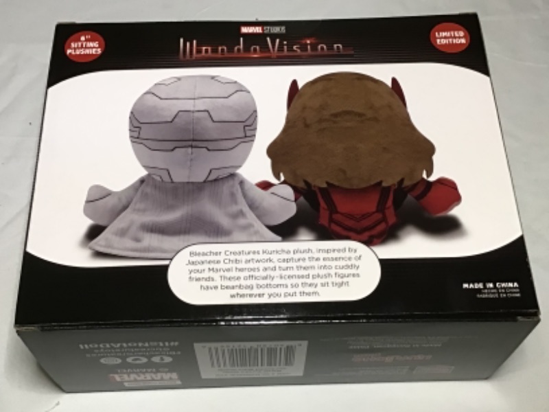 Photo 2 of WandaVision Kuricha Chibi Blush- SCARLET WITCH & VISION- 2 PACK-Limited Edition- 7880 of 10020. Box is sealed. Inspired by Japanese Chibi artwork. Beanbag Bottoms. 6" Sitting Plushies