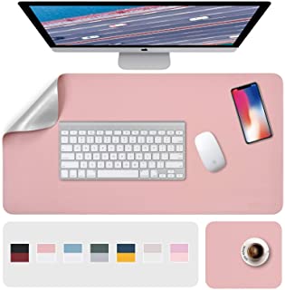 Photo 1 of Desk Pad, Desk Mat, Mouse Mat, XL Desk Pads Dual-Sided Pink/Sliver, 31.5" x 15.7" + 8"x11" PU Leather Mouse Pad 2 Pack Waterproof, Mouse Pad for Laptop, Home Office Table Protector Blotter Gifts