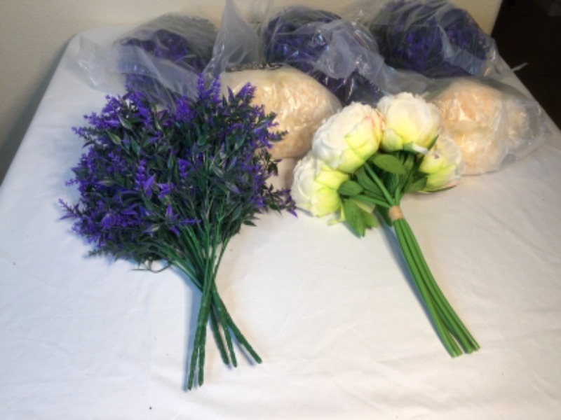 Photo 3 of 7 Bouquets of Artificial Flowers- 4 Lavenders and 3 White Roses