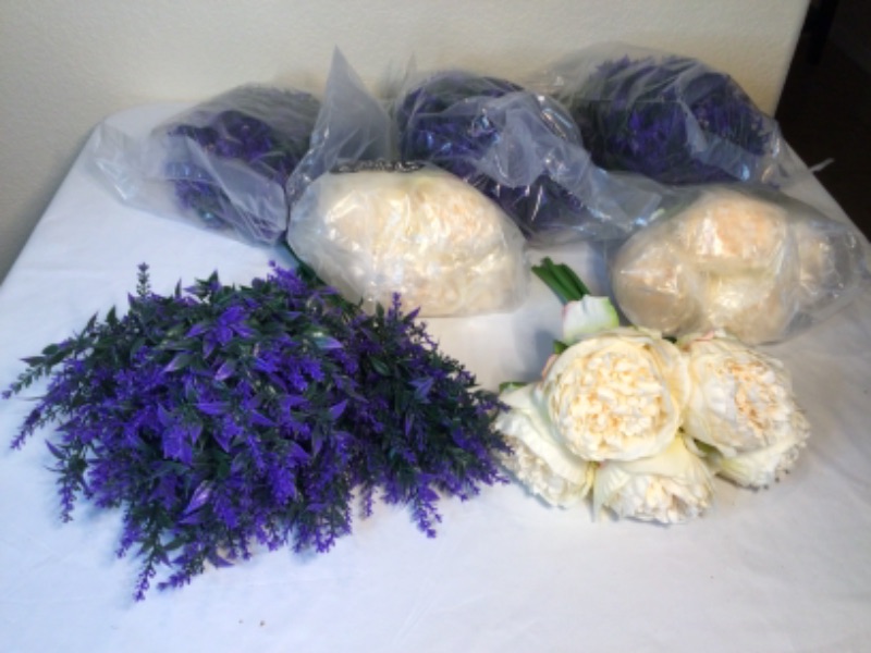 Photo 5 of 7 Bouquets of Artificial Flowers- 4 Lavenders and 3 White Roses