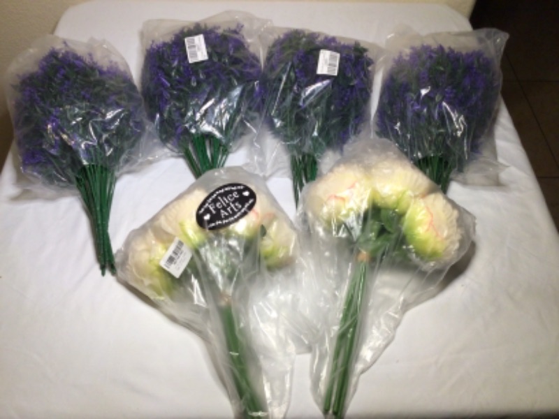 Photo 2 of 7 Bouquets of Artificial Flowers- 4 Lavenders and 3 White Roses