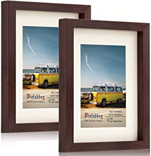 Photo 1 of Violabbey 8x10 Picture Frames Brown Set of 2, Photo Frame 5 by 7 Inch with Mat or 8x10 Inch without Mat, Wall or Tabletop Display, Semi Tempered Glass