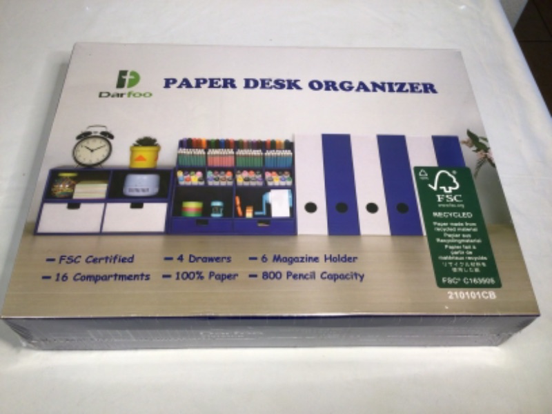 Photo 1 of Desk Organizer by Darfoo. Made of Heavy duty Paper. 16 Compartments, 4 Drawers, 6 Magazine Holder, 800 Pencil Capacity