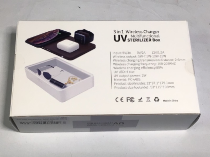 Photo 1 of 3 in 1 Wireless Charger Multifunctional UV Sterilizer Box