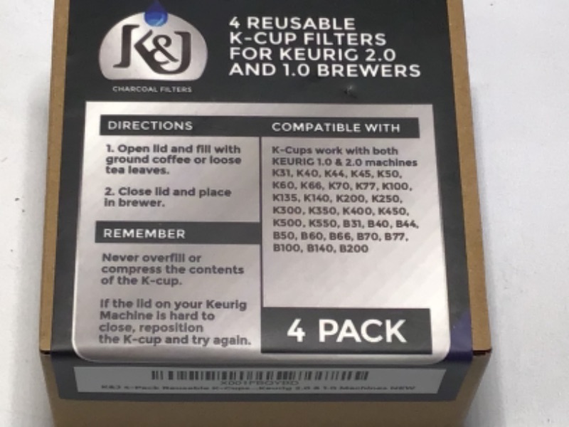 Photo 2 of 2 Boxes-K&J Reusable Filter Cups Compatible with Keurig 1.0 K-Cups - Includes Freedom Clip for Compatibility With Keurig 2.0 Machines (4-Pack per Box)