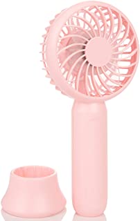 Photo 1 of Mini Handheld Fan, Pocket Size Portable Battery Fan , Strong Airflow, 3 Speeds, Natural Wind Mode, Removable Base Personal Fan For Home, Office (Pink))