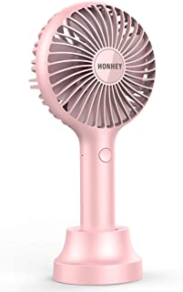 Photo 1 of Honhey Mini Handheld Fan, Pocket Size Portable Battery Fan with Max 18 Hours Working Time, Strong Airflow, 3 Speeds, Natural Wind Mode, Removable Base Personal Fan For Home, Office (Pink))