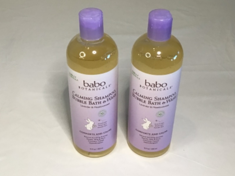 Photo 2 of Babo Botanicals Calming Plant-Based 3-in-1 Bubble Bath, Shampoo & Wash - with Lavender & Organic Meadowsweet - For Babies, Kids & Adults with Sensitive Skin - EWG Verified - 15 fl. oz. - 2-Pack