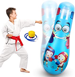 Photo 1 of Inflatable Kids Punching Bag, Bounce Back Boxing Bag, Punch Bags Kids Toys with Thicken Premium PVC for 3-10 Years Old Children- includes Footpump Inflator