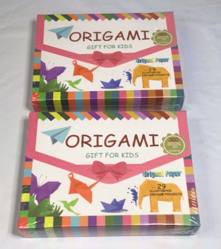 Photo 2 of 2 Boxes Origami Kit for Kids - 360 Origami Sheets 6 x 6 Inch Square with 12 Vivid Colors,Same Color on Both Sides,29 Origami Projects Instruction Book, 2 Sheets Stickers for Kids' Creative Origami Craft-Both Boxes are Sealed