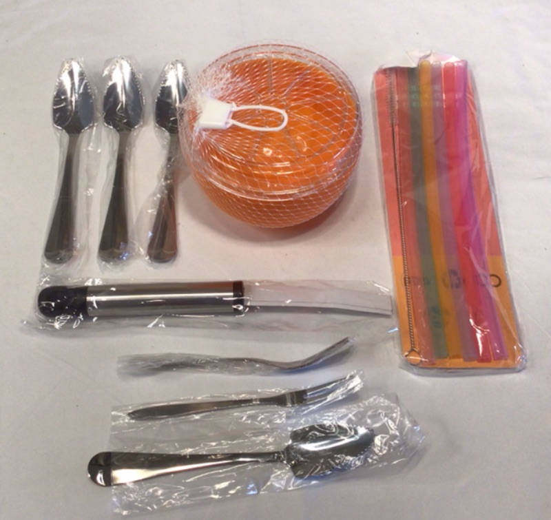 Photo 2 of 2 Pack-Grapefruit Spoons Knives Bowl Set – Includes Curved Serrated Grapefruit Knives, Fruit Spoons, Grapefruit Saver and Fruit Forks