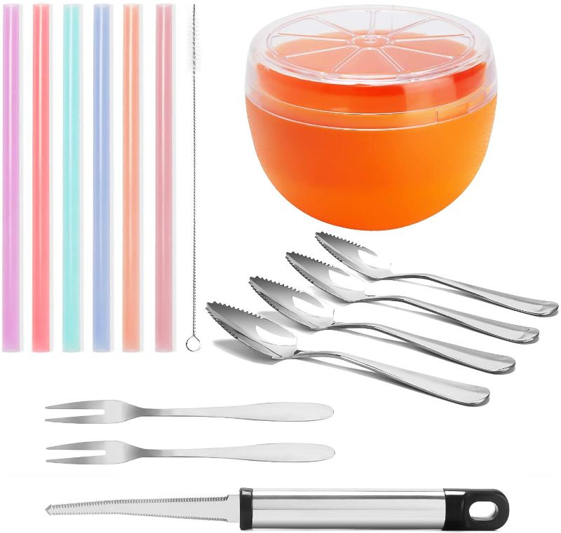 Photo 1 of 2 Pack-Grapefruit Spoons Knives Bowl Set – Includes Curved Serrated Grapefruit Knives, Fruit Spoons, Grapefruit Saver and Fruit Forks