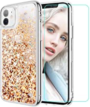 Photo 1 of 2 Pack-Maxdara Case for iPhone 11 Glitter Case with Screen Protector Girls Women Soft TPU Bling Shiny Sparkle Luxury Pretty Case Liquid Glitter Case for iPhone 11 6.1 inches (Gold Silver)