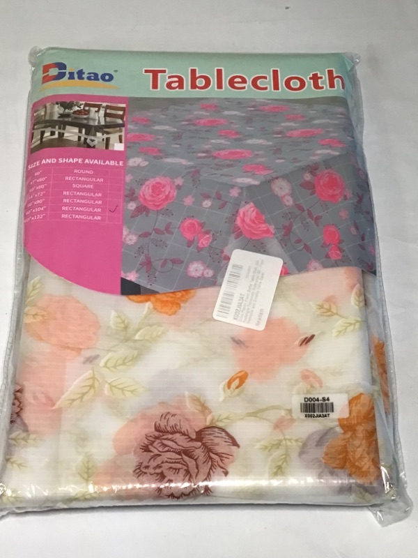 Photo 3 of DITAO Vinyl Tablecloth for Rectangular Tables Covers Floral Summer Table Cloth for Camping Picnic Outdoor-Size 60 x 104 inches