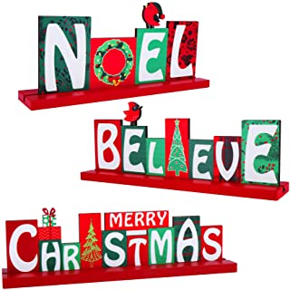 Photo 1 of Christmas Table Decorations?3 Pack Merry Christmas Believe Noel Display Decorations Holidays Centerpiece for Dinner Party Coffee Table 