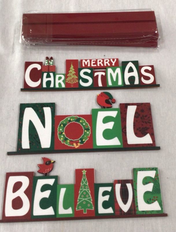 Photo 2 of Christmas Table Decorations?3 Pack Merry Christmas Believe Noel Display Decorations Holidays Centerpiece for Dinner Party Coffee Table