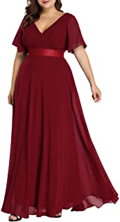 Photo 1 of Ever-Pretty Women's Plus Size Double V-Neck Evening Party Maxi Dress-Color Blue- Size 6XL