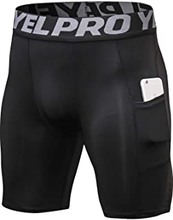 Photo 1 of 2 Pack-Yelpro Men's Compression Shorts Pants Cool Dry Sports Underwear Baselayer Tights Workout Shorts Running Tights-Black-Size 