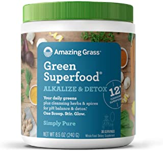 Photo 1 of Amazing Grass Green Superfood Alkalize & Detox: Cleanse with Super Greens Powder, Digestive Enzymes & Probiotics, 30 Servings
