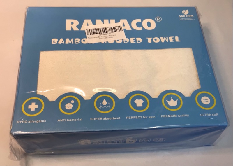 Photo 4 of Raniaco Baby Bath Towel,Hooded Baby Towels with Bear Ears,Super Soft,Absorbent,Organic 100% Bamboo Baby Towel for Newborn,Toddler,Infant,One Size,Unisex,White (White)-Box is Sealed