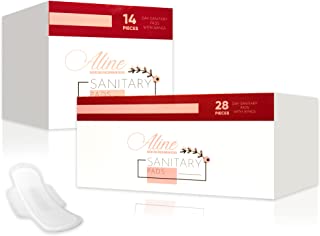 Photo 1 of 2 Boxes-Aline Feminine Sanitary Pads for Women, Period Pad for Teens, Super Absorbent , Unscented, Day Sanitary Pads with Wings ,Regular Length
 ( 28 Count per Box)