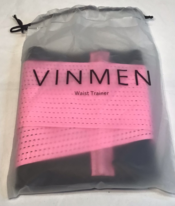 Photo 2 of Vinmen Women Waist Trainer Belt - Slimming Sauna Waist Trimmer Belly Band Sweat Sports Girdle Belt-Pink- Size Small