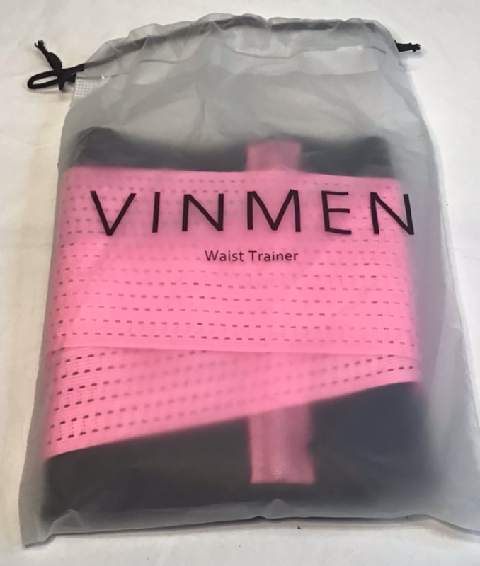 Photo 1 of Vinmen Women Waist Trainer Belt - Slimming Sauna Waist Trimmer Belly Band Sweat Sports Girdle Belt-Pink- Size Small