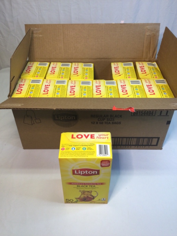Photo 2 of 12 Boxes of 50 Bags Each-Lipton Tea Bags For A Naturally Smooth Taste Black Tea Can Help Support a Healthy Heart 4 oz 50 Count each box.