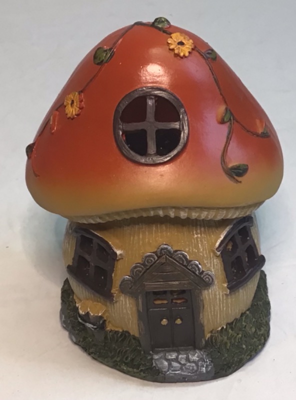 Photo 3 of AnnaStore Solar Fairy Garden House Adorable Mushroom Cottage Cute Garden Statues Decor Miniature Figurine Sculpture Yard Pot Backyard Ornaments Decoration Gift Ideas 6.5" Tall