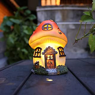 Photo 2 of AnnaStore Solar Fairy Garden House Adorable Mushroom Cottage Cute Garden Statues Decor Miniature Figurine Sculpture Yard Pot Backyard Ornaments Decoration Gift Ideas 6.5" Tall