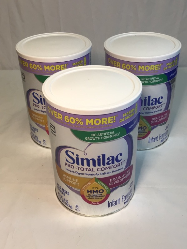 Photo 2 of 3 pack-Similac Pro-Total Comfort Non-GMO with 2'-FL HMO Infant Formula with Iron, Easy-to-Digest, Gentle Formula, for Immune Support, Baby Formula 36 Oz, Pack of 3