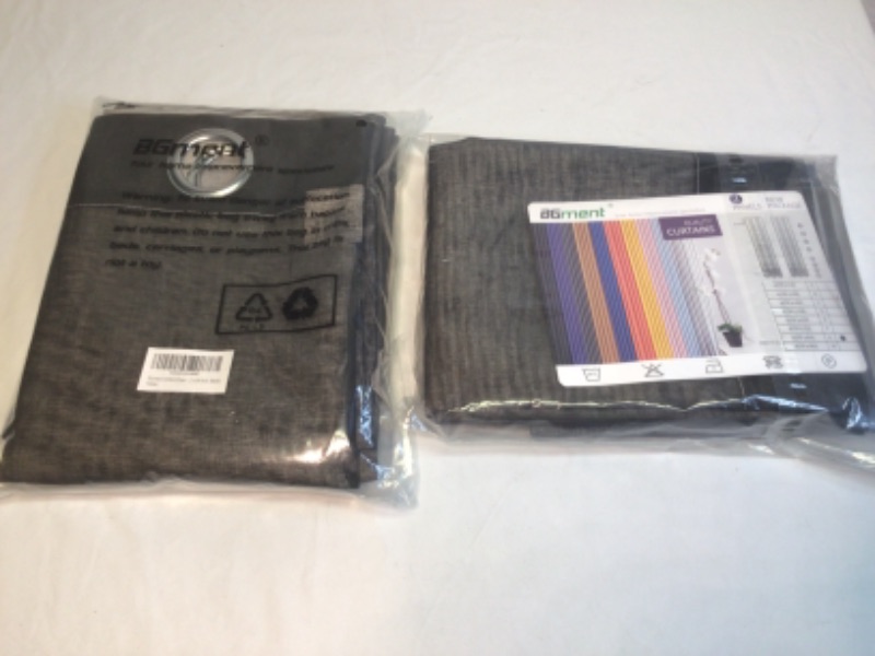 Photo 2 of 2 Packages- 2 Panels each Package-BGment Semi Sheer Curtains for Bedroom, 42w  x 84L inch Black Grommet Light Filtering Linen Look Privacy Curtains for Living Room,