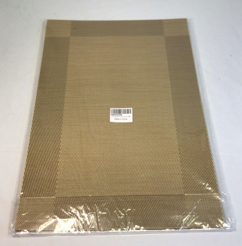 Photo 3 of 2 Packages-Placemats Washable Plastic Placemats Wipe Clean for Kitchen Table Heat-resistand Woven Vinyl Outdoor Table Mats 12x18 inches Set of 6 in each Package-12 Total?Gold)