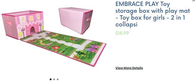 Photo 2 of EMBRACE PLAY Toy storage box with play mat- Pink Box