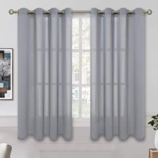 Photo 1 of 2 Packages-BGment Sheer Curtains  Grommet Light Filtering  Sheer Curtains for Living Room, 2 Panels (Each 42 x 84 inch, Grey)2 Panels each Package