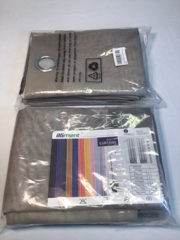 Photo 2 of 2 Packages-BGment Sheer Curtains  Grommet Light Filtering  Sheer Curtains for Living Room, 2 Panels (Each 42 x 84 inch, Grey)2 Panels each Package