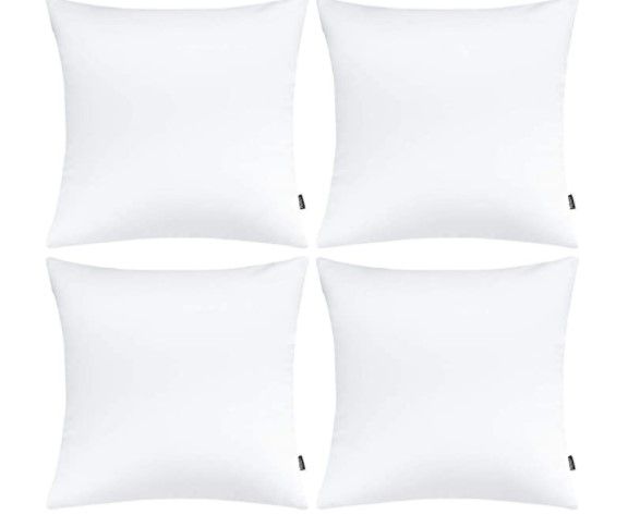 Photo 1 of 3 Pack-Faylapa 4 Pack Satin Throw Pillow Cases,White Heavy Silk Satin Decorative Pillow Covers Solid Dyed Soft Pillow Cover Home Decor,20" x 20"(Case ONLY) Each Pack contains 4 Pillow Cases- 12 Total