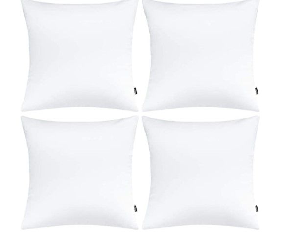 Photo 1 of 2 Packages- Faylapa 4 Pack Satin Throw Pillow Cases,White Heavy Silk Satin Decorative Pillow Covers Solid Dyed Soft Pillow Cover Home Decor,20" x 20"(Case ONLY) 4 Cases per Package- 8 Cases Total